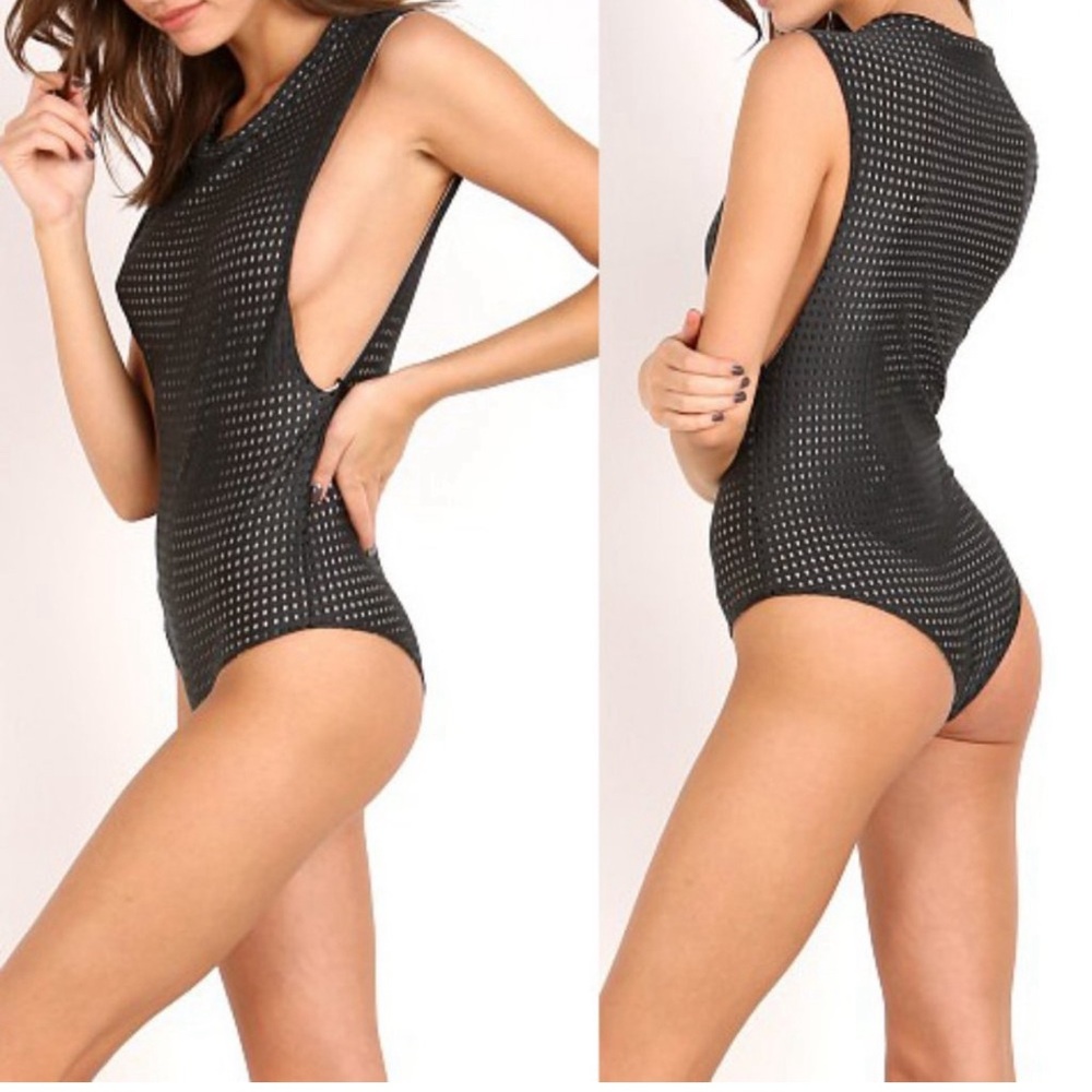 Acacia Cloud9 Mesh Bodysuit Black Nude Size Large